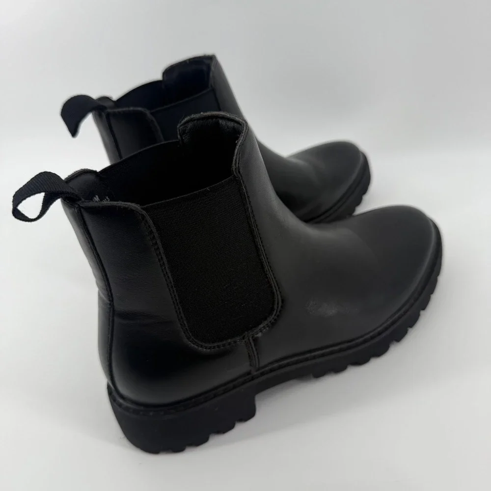 Dunes Womens‎ Black Dalya Chelsea Boots Lug Sole Elastic Ankle Size 7.5M